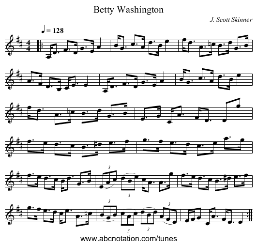 Betty Washington - staff notation