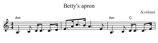 Betty's apron - staff notation