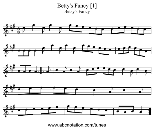 Betty's Fancy [1] - staff notation