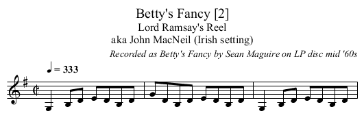 Betty's Fancy [2] - staff notation