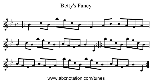 Betty's Fancy - staff notation