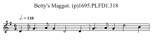 Betty's Maggot. (p)1695.PLFD1.318 - staff notation