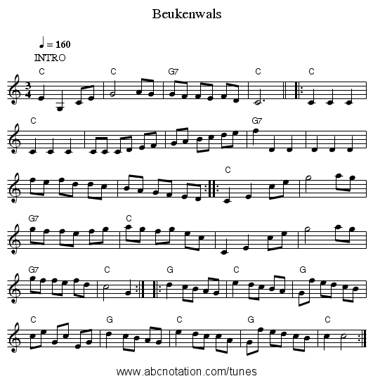 Beukenwals - staff notation