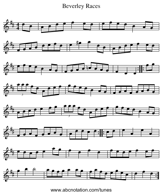 Beverley Races - staff notation
