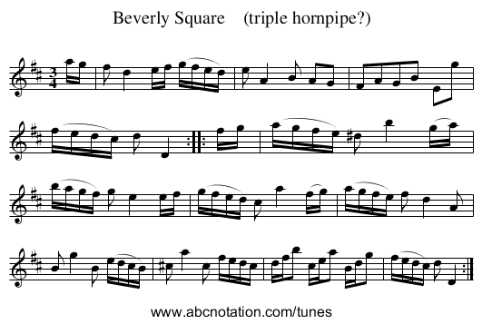 Beverly Square    (triple hornpipe?) - staff notation