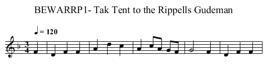 BEWARRP1- Tak Tent to the Rippells Gudeman - staff notation