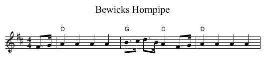 Bewicks Hornpipe - staff notation