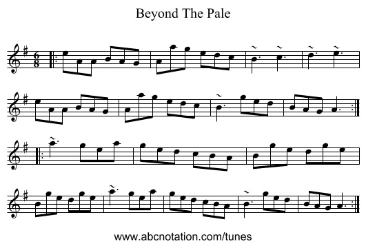 Beyond The Pale - staff notation