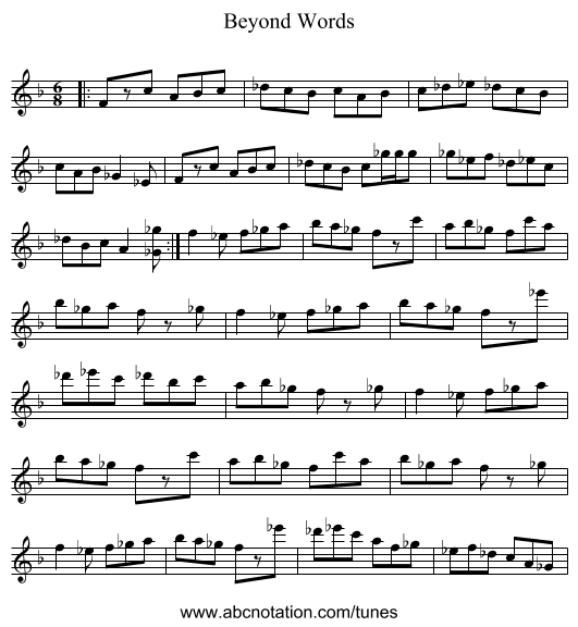 Beyond Words - staff notation