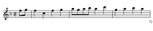 Bezeichnung standardisiert: 16. Tanz in F - nach Drey&szlig;er 1720; - staff notation