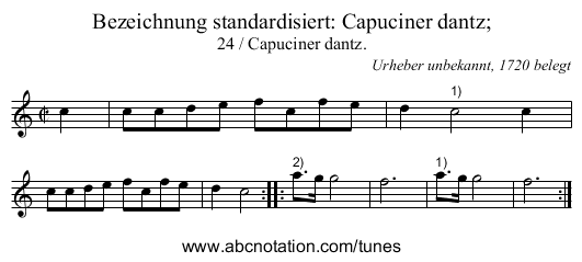 Bezeichnung standardisiert: Capuciner dantz; - staff notation