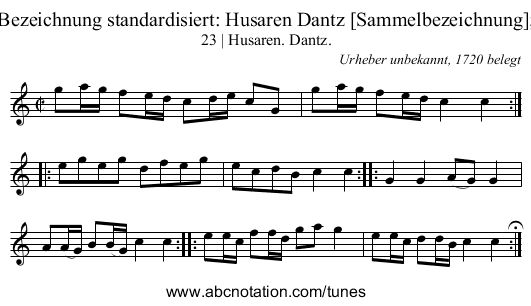 Bezeichnung standardisiert: Husaren Dantz [Sammelbezeichnung]; - staff notation