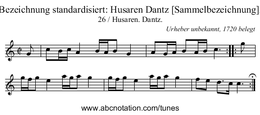 Bezeichnung standardisiert: Husaren Dantz [Sammelbezeichnung]; - staff notation