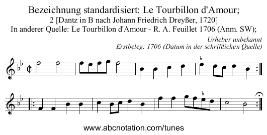 Bezeichnung standardisiert: Le Tourbillon d'Amour; - staff notation