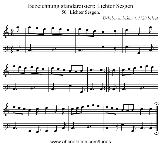 Bezeichnung standardisiert: Lichter Sesgen - staff notation