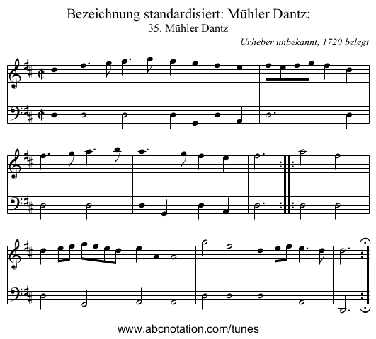 Bezeichnung standardisiert: Mühler Dantz; - staff notation
