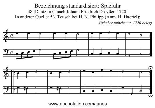 Bezeichnung standardisiert: Spieluhr - staff notation