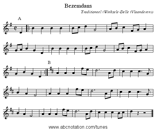 Bezemdans - staff notation
