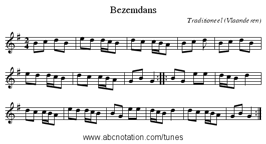 Bezemdans - staff notation