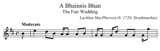 Bhainnis Bhan, A - staff notation