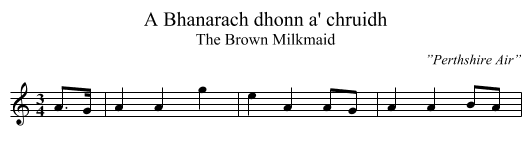 Bhanarach dhonn a' chruidh, A - staff notation
