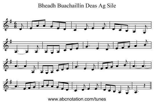 Bheadh Buachaillín Deas Ag Síle - staff notation