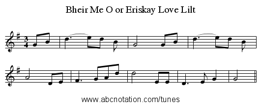 Bheir Me O or Eriskay Love Lilt - staff notation