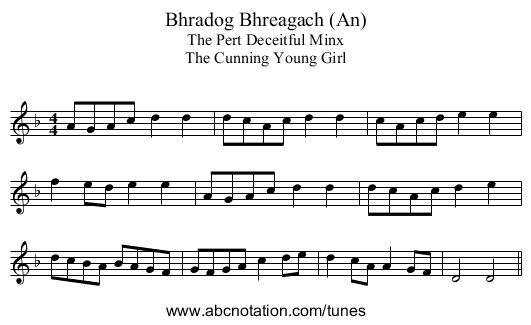 Bhradog Bhreagach (An) - staff notation
