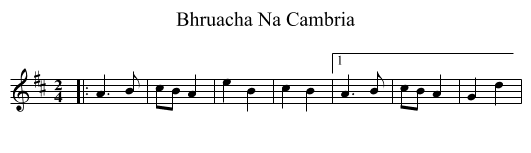 Bhruacha Na Cambria - staff notation