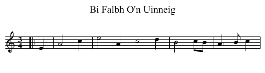 Bi Falbh O'n Uinneig - staff notation