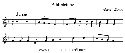 Bibbeletanz - staff notation