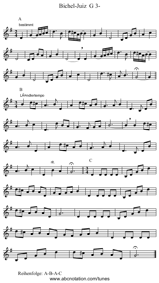 Bichel-Juiz  G 3- - staff notation