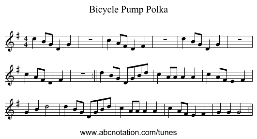 Bicycle Pump Polka - staff notation