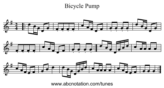 Bicycle Pump - staff notation