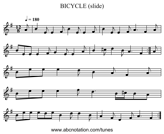 BICYCLE (slide) - staff notation