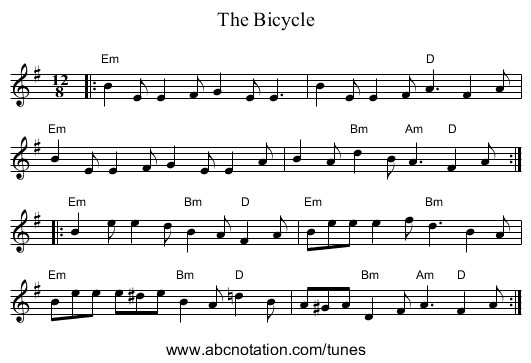 Bicycle, The - staff notation