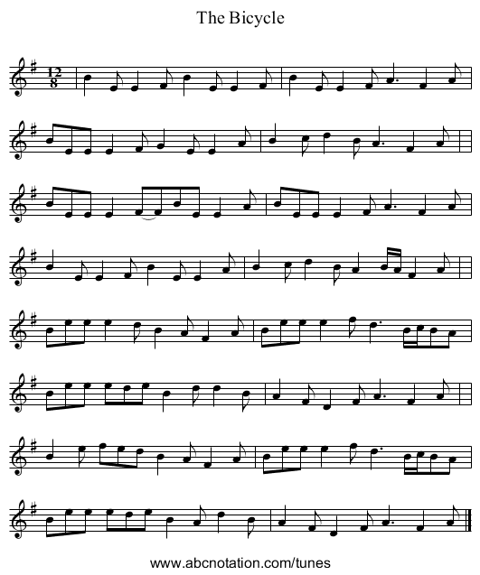 Bicycle, The - staff notation