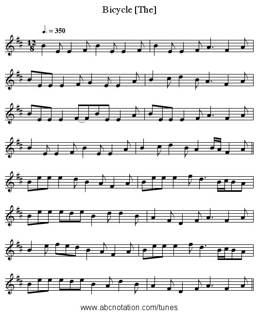 Bicycle [The] - staff notation