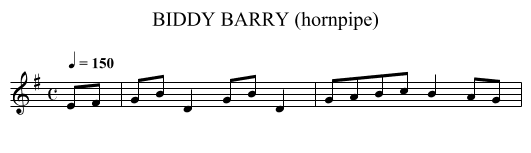 BIDDY BARRY (hornpipe) - staff notation
