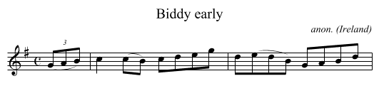 Biddy early - staff notation