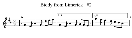 Biddy from Limerick   #2 - staff notation