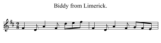 Biddy from Limerick. - staff notation