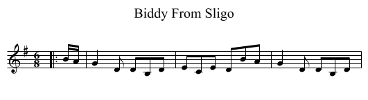 Biddy From Sligo - staff notation