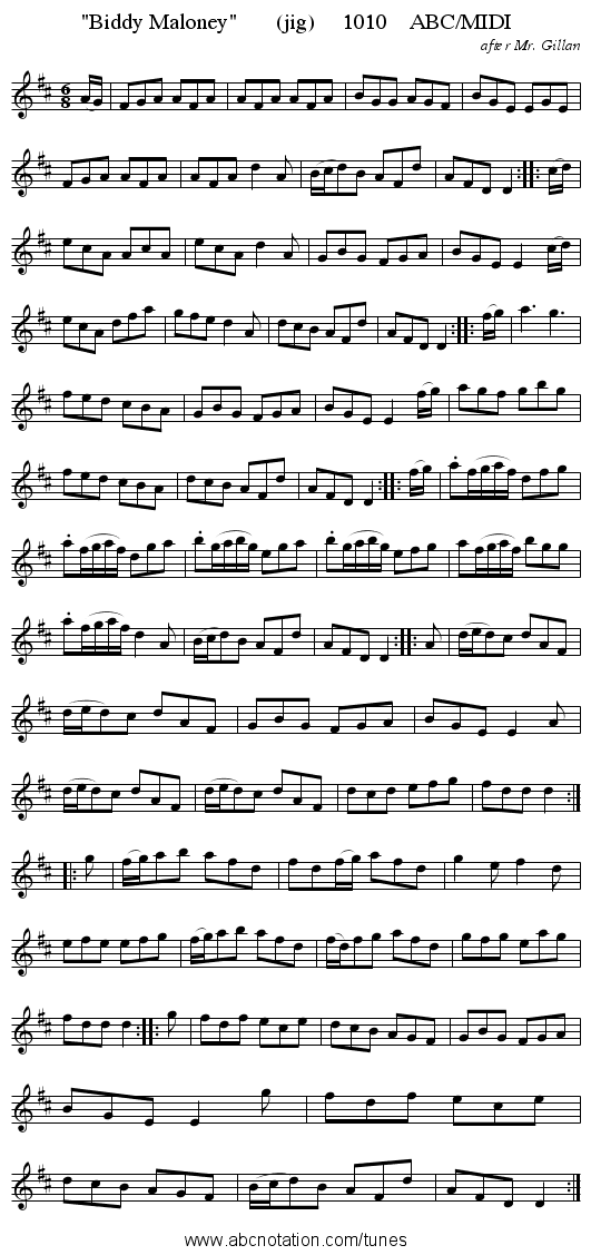 Biddy Maloney       (jig)     1010    ABC/MIDI - staff notation
