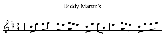 Biddy Martin's - staff notation