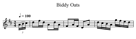 Biddy Oats - staff notation