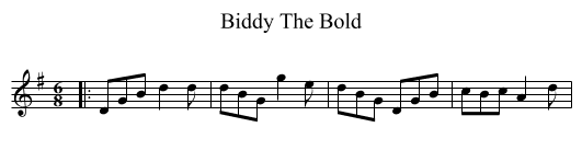 Biddy The Bold - staff notation