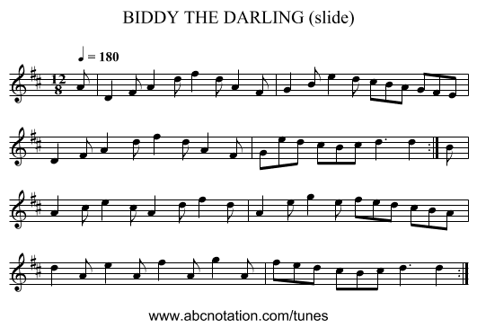 BIDDY THE DARLING (slide) - staff notation