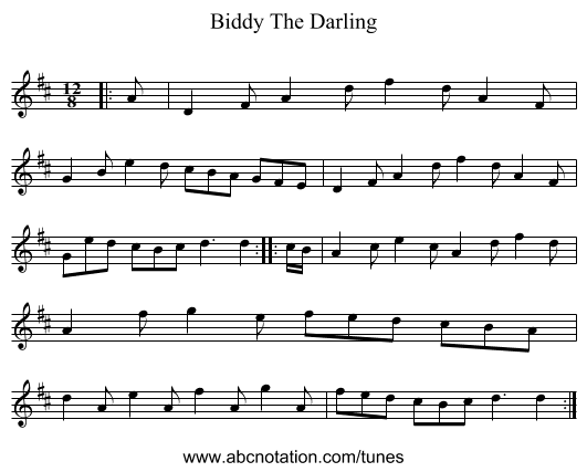 Biddy The Darling - staff notation