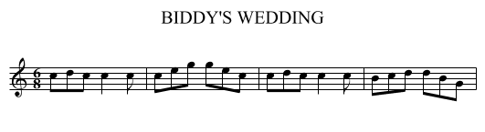 BIDDY'S WEDDING - staff notation